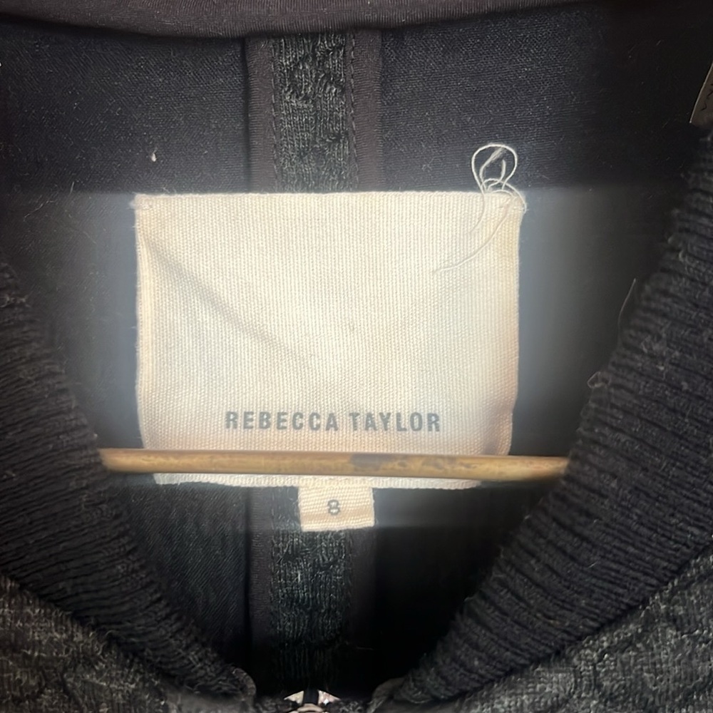 Rebecca Taylor Bomber Lace Leather combination Jacket size 8 - Picture 3 of 5
